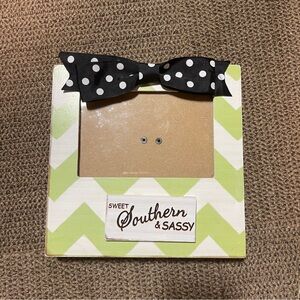 Green Chevron Picture Frame with Polka Dot Bow